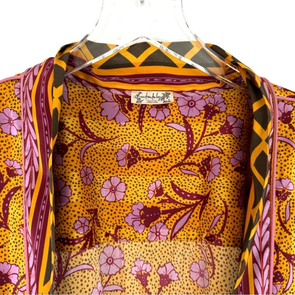 Intimately Free People Pajama Party Holiday Robe in PeachGold Combo Size Medium - Picture 8 of 9